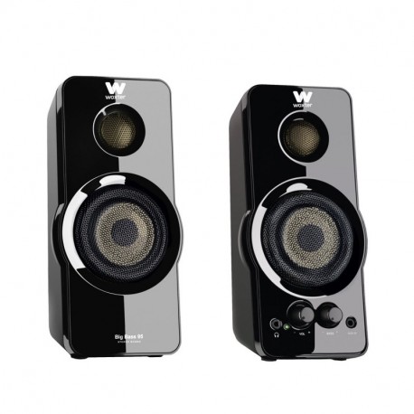 Woxter Big Bass 95 - Altavoces multimedia 2.0 20 W con botones frontales de control de sonido, color negro