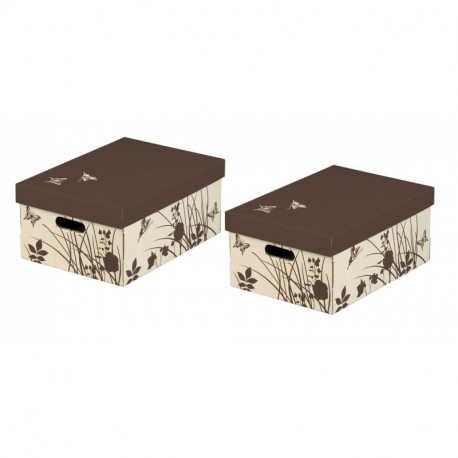 Nips - Cajas de almacenaje 2 unidades, 32 x 45,5 x 19 cm, con tapadera , diseño de mariposas