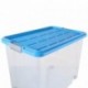 axentia Caja de almacenamiento con tapa y ruedas – capacidad 80 L – 60/40/44,5 cm - Cajonera plegable, Casilla Box de plástic