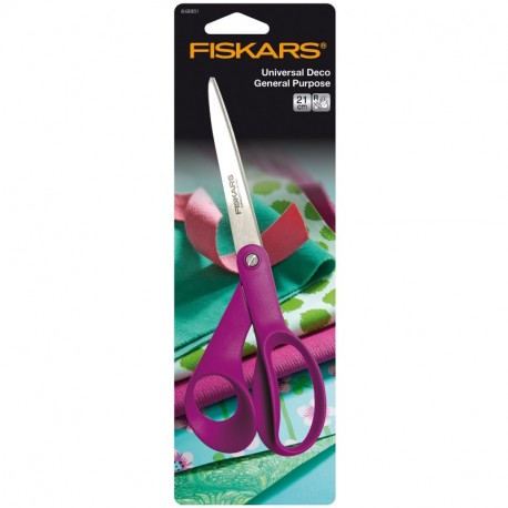 Fiskars 649951 Tijeras Universal Deco 21 cm diestros, Rosa, 23x12x4 cm