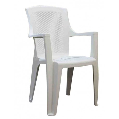 PRO GARDEN Progarden 8330005 - Silla resina ratán, respaldo alto, eden, color blanco