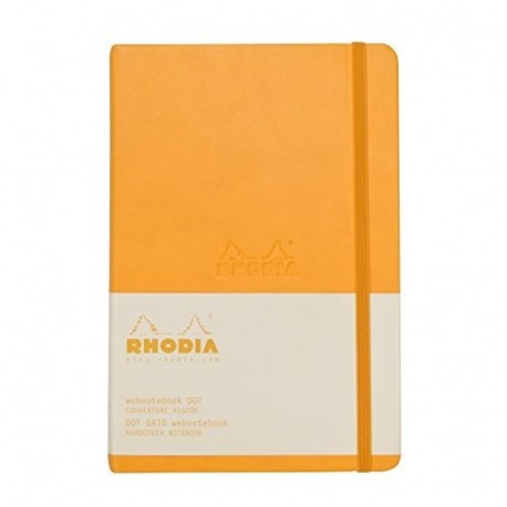 Rhodia 118768C Web - Cuaderno A5, pautado, con línea de puntos, 90 g, 96 páginas color marfil , color naranja, 1 unidad