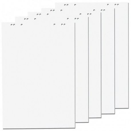 5 x Blocs para rotafolios, color blanco, cada bloc contiene 20 hojas de 69 x 99 cm, con 6 perforaciones, papel para papelógra