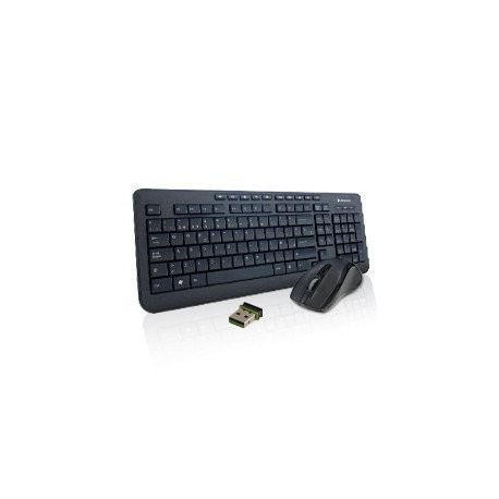 Phoenix Technologies PHKEYWIRELESS - Combo teclado QWERTY español inalámbrico y ratón óptico inalámbrico con receptor nano US
