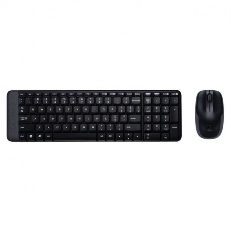 Logitech MK220 - Pack de teclado y ratón QWERTY Español, inalámbrico, USB, 2.4 GHz , color negro