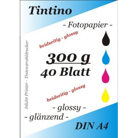 40 hojas de papel fotográfico de doble cara A4 300 g/m² -double-face brillante, de secado rápido, resistente al agua color bl