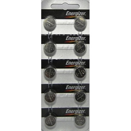 10 Energizer LR44 / AG13 / A76 Pack de 10 pilas alcalinas, largo duracion fecha de caducidad marcado 