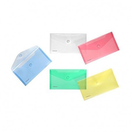 FolderSys - Carpetas de plástico transparentes colores variados, 10 unidades , tamaño y diseño de sobre