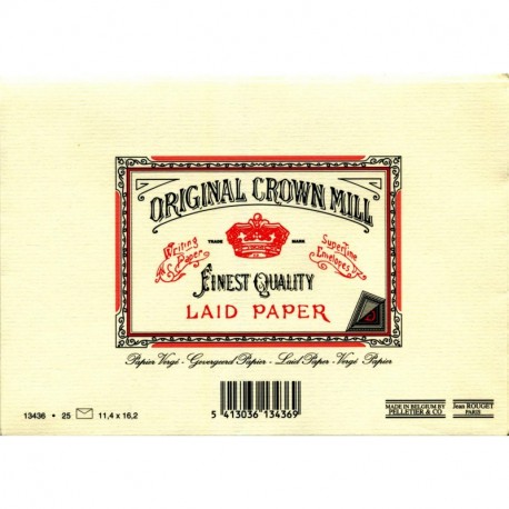 Original Crown Mill - Sobre de papel verjurado 25 unidades, C6, 100 g/m² , color blanco