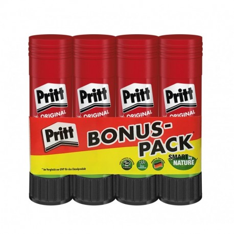 Pritt Barra de pegamento, fácil y uniforme aplicación, pack 4 barras de 22gr