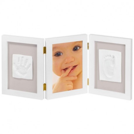 My Sweet Memories ES Photo Frame + 2 Baby Print - Marco triple para foto y 2 huellas de bebé, color blanco