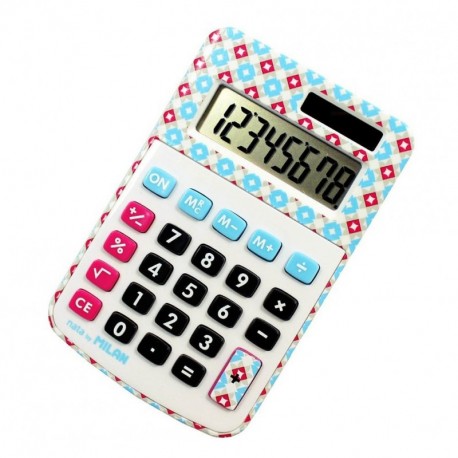 Milan 150808ACBL - Calculadora, 8 dígitos, azul y rosa