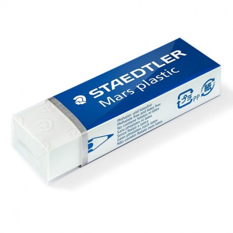 Staedtler Mars Plastic 52650, Goma de borrar de color blanco, 1 unidad