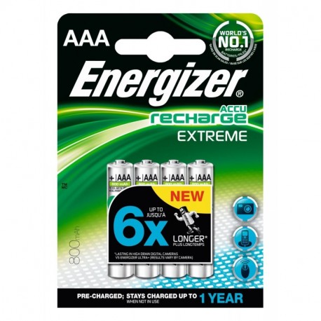 Energizer REC HR03 AAA - Pilas recargables NiMh, 1.25 V, 800 mAh, 4 unidades 