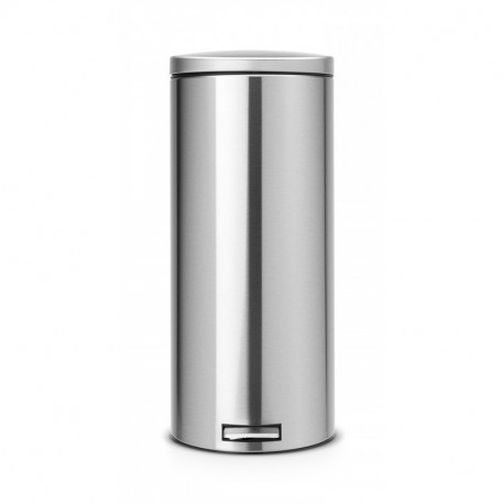 Brabantia Pedal Bin 478888 - Cubo de basura doméstico de acero inoxidable con pedal, 30 litros, color gris metalizado anti-hu