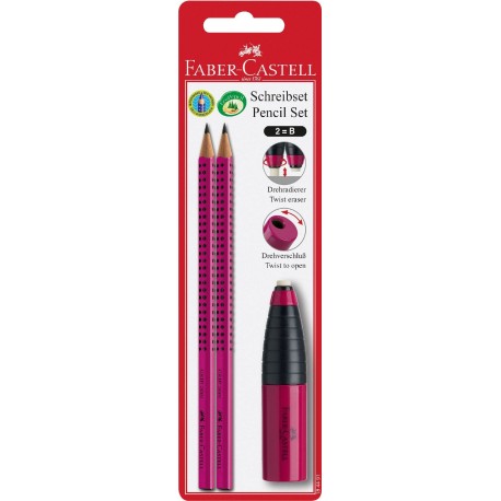 FABER-CASTELL Bleistift GRIP Set, brombeer, Blister