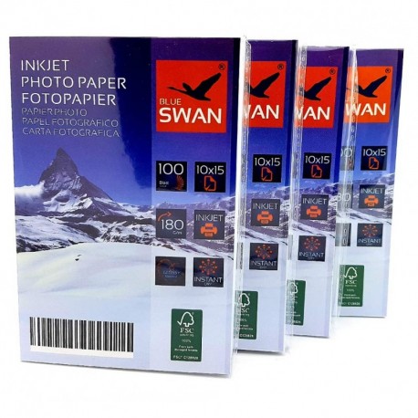 400 hojas de papel fotográfico 10 x 15 cm 180 g BRILLANTE impermeable por un lado