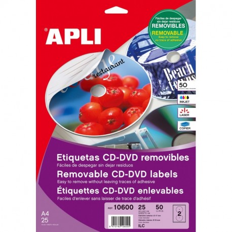 Apli Paper 10600 Etiquetas CD Removibles 25H.