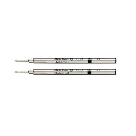 Pelikan 338 - Recambios para bolígrafo de punta rodante 2 unidades, punta media , color negro