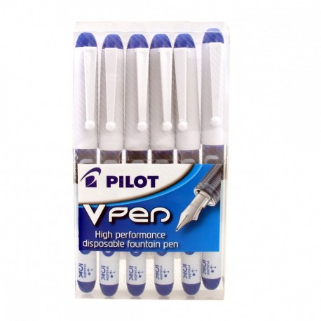 Pilot Pen V - Pluma estilográfica descartable 6 unidades , color azul