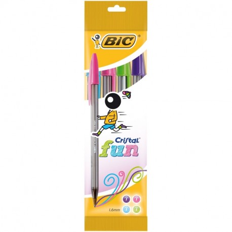 BIC Cristal Fun - Pack de 4 bolígrafos, colores fashion