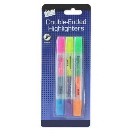 Just Stationery - Rotuladores fluorescentes doble punta, 3 unidades , varios colores