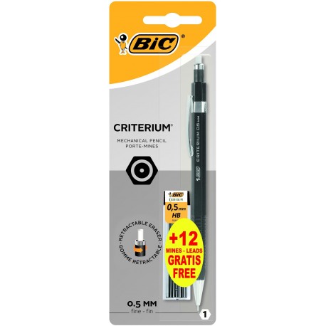 BIC Criterium - Portaminas con minas de 0,5 mm y 12 minas de regalo