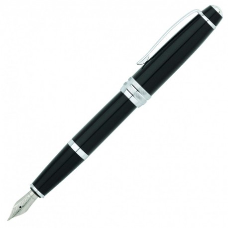 Cross Bailey - Pluma estilográfica capuchón de rosca, incluye cartucho de tinta negra, lacado con brillo, plumín tamaño medi