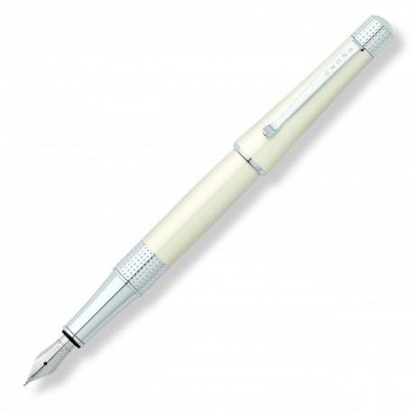Cross Beverly - Pluma estilográfica lacado, incluye cartucho de tinta, plumín de acero inoxidable tamaño medio , color blanc