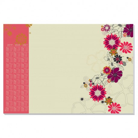 Sigel HO430 Vade, bloc de notas, diseño flores, calendarios trianuales, 59,5 x 41 cm, violeta, morado y beige , 30 hojas