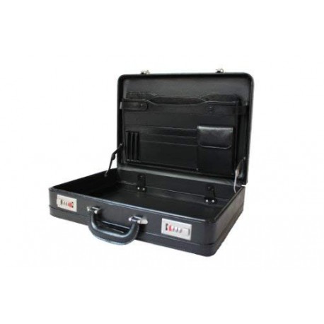 NUEVO Unisex Junta Fuelle maletín Attache Business Case trabajo bolsa Convincente Piel Sintética, color negro