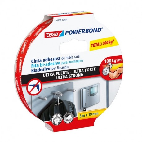 Cinta adhesiva doble cara tesa Powerbond Ultrafuerte 5m x 19mm 