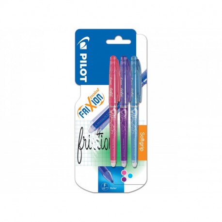 Pilot FriXion - Bolígrafo roller de gel de tinta borrable 3 unidades , color rosa, morado y azul