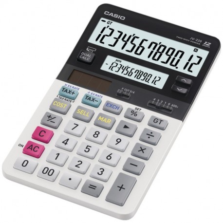 Casio JV-220 - Calculadora con doble pantalla ambas pantallas de 12 dígitos, 18,1 x 10,7 x 2,6 cm, pilas y solar 