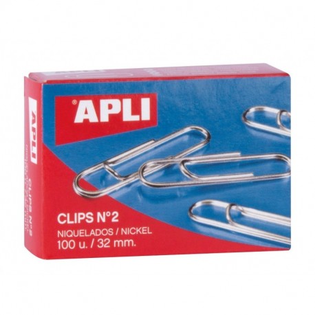APLI 11711 - Clips níquel nº2 32 mm , 100 clips