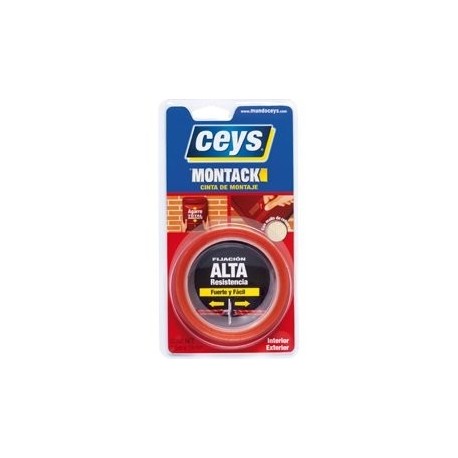 Ceys CEY400507240 Blister Cinta Montack Express, Rojo Transparente, 2.5 x 19 mm