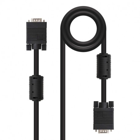 NANOCABLE 10.15.0103 - Cable SVGA con ferrita monitor, proyector y PC, HDB15/M-HDB15/M, negro, 3mts