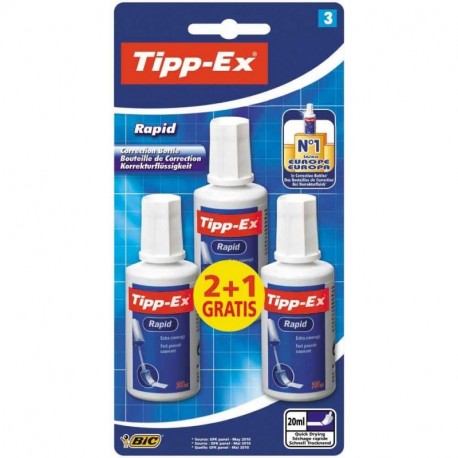 Tipp-Ex Rapid Correction Fluid Value Pack of 2, Plus 1 Free 