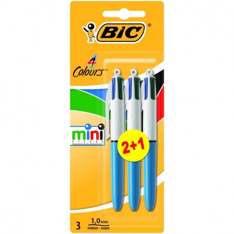 BiC - Rotuladores de punta redonda tamaño pequeño, 4 colores: negro, azul, rojo y verde, 3 unidades 