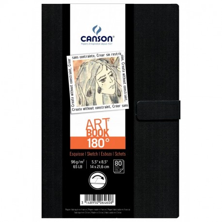 Canson Art Book 180° - Cuaderno de dibujo, 14 x 21.6 cm, color negro