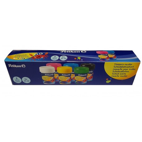 Pelikan - Témpera escolar, set 6 colores básicos, 6 x 20ml