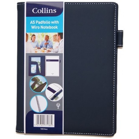 Collins - Carpeta tamaño A5 con cuaderno, color azul