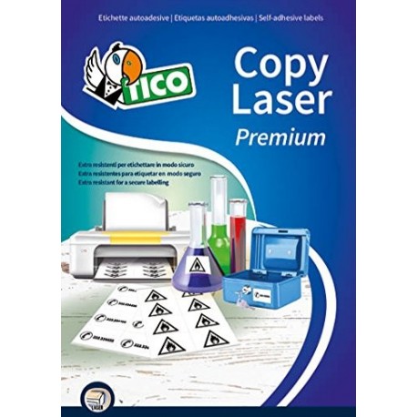 Tico LP4P-210297.Caja de 70 etiquetas adhesivas blancas de poliéster en A4-láser