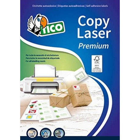 Tico LP4W-105148 Caja de 400 etiquetas blancas multifunción sin márgen 105x148mm