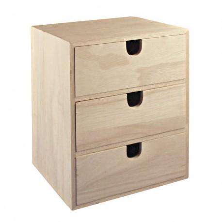 Rayher Hobby 62382000 - Cómoda de madera con 3 cajones, 21,5 x 14,5 x 16 cm