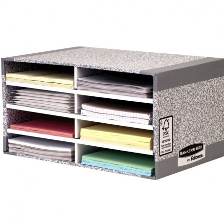 Fellowes R-Kive - Organizador de escritorio cartón100% reciclado , color gris y blanco