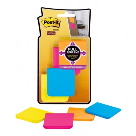 Post-it Super Sticky Full Adhesive Notes - Taco de notas adhesivas 8 unidades, 25 notas, 50,8 x 50,8 mm , diseño de esquinas