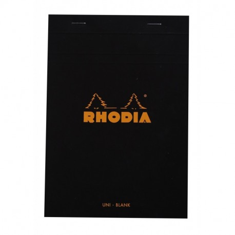 Rhodia 160009C Notepad A5, Stapled In Blank, Black, 1 unidad