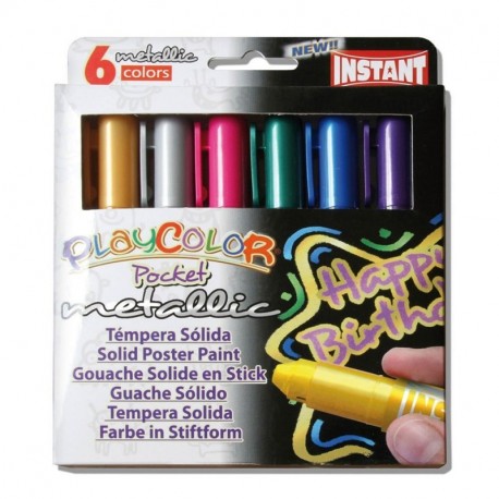 Playcolor 422005 - Pack de 6 temperas solidas, multicolor