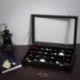 SONGMICS Caja Joyero, Bandejas para Joyas, con Tapa de Cristal y Candado, con 24 Compartimientos, Negro, JDS303